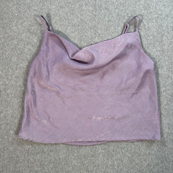 Nasty Gal Camisole Tank Top Cowl Neck Cropped Size 2 Purple Y2K Adjustable Strap - Picture 1 of 7
